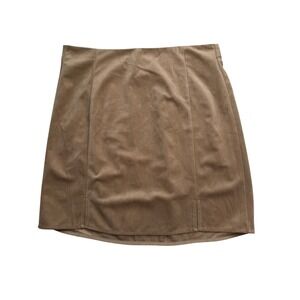 Vero Moda Corduroy Mini Skirt Front Slit Tan Light Academia Prep Office Siren M